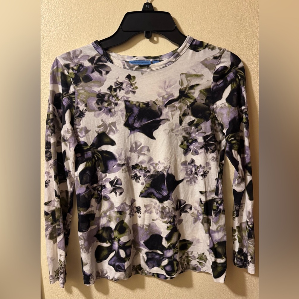 Floral Long Sleeve Top - Purple and Green